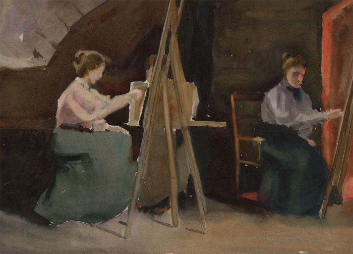 c.1896 Watercolour - Artist's, Mabel Hamilton, Katie Stevens & Mrs. Campbell