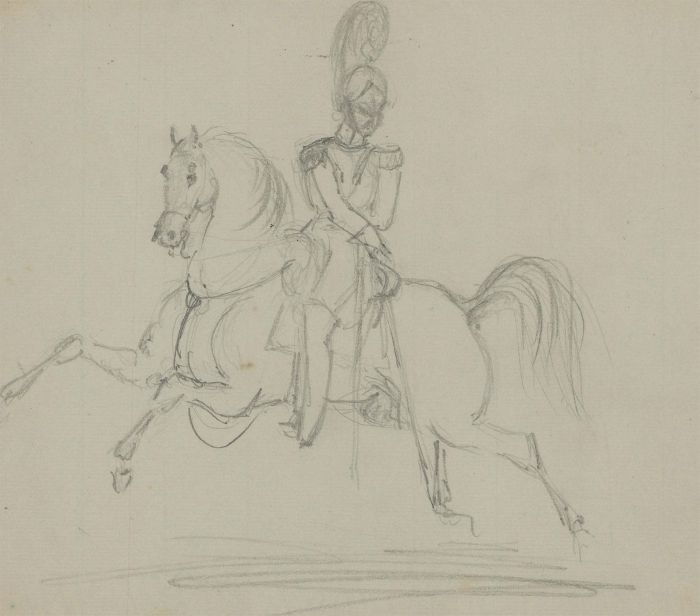 Set of Four Early 20th Century Graphite Drawings - Equestrian Studies