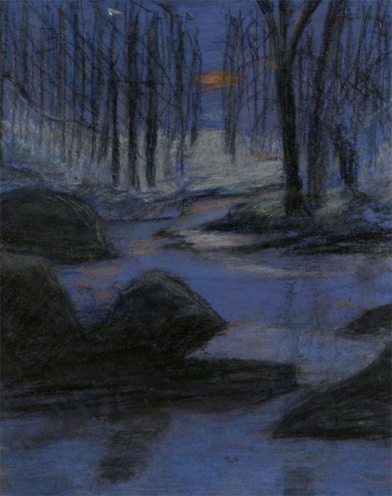 Contemporary Pastel - Forest at Night