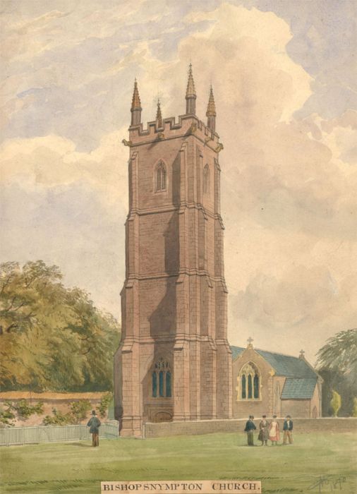 G.M. - 1870 Watercolour, Bishops Nympton Church