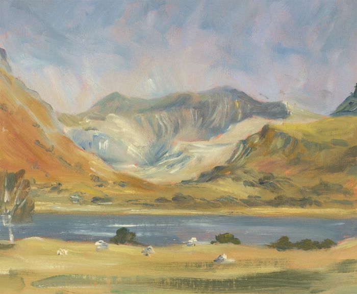 John A. Case - Contemporary Oil, Mountain with a Lake