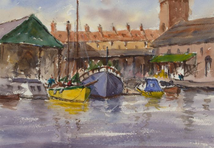 John A. Case - 20th Century Watercolour, Harbour Scenes