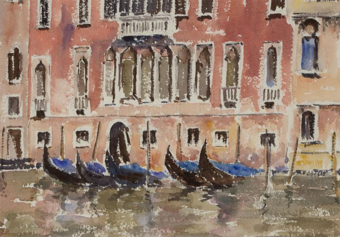 John A. Case - Contemporary Watercolour, A Venetian Canal