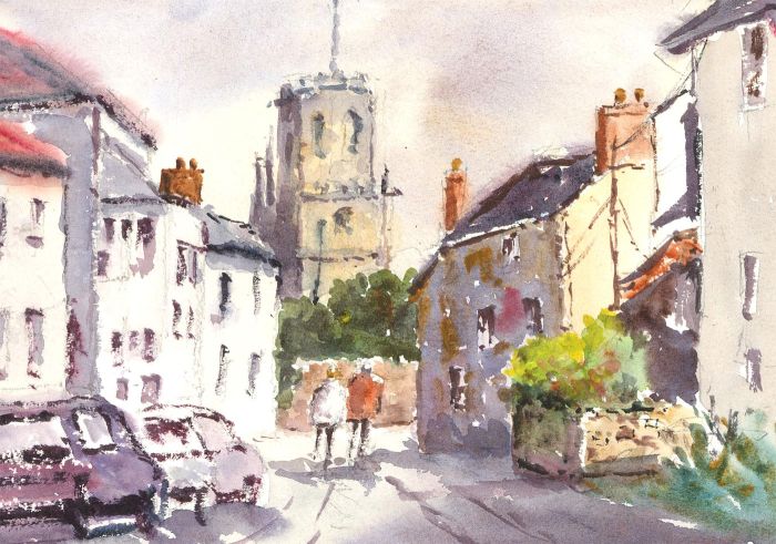 John A. Case - 20th Century Watercolour, Lyme Regis Town