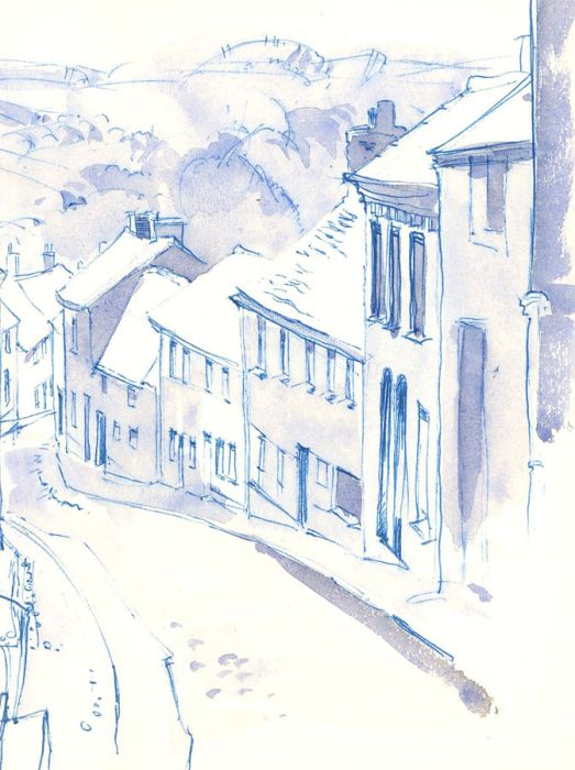 Malcolm Rogers - Mid 20th Century Pen and Ink Drawing, Street in Falmouth