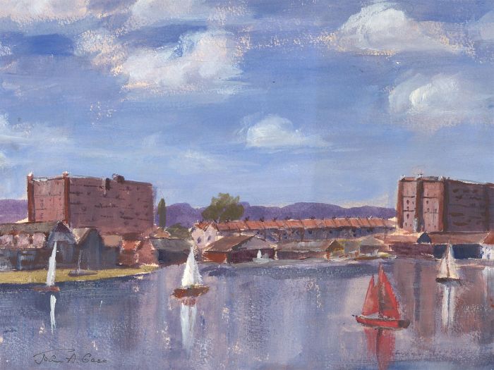 John A. Case - 20th Century Watercolour, Rivers, Lakes and Harbour