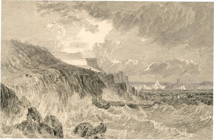 W B Cooke after J M W Turner - 1815 Engraving, Plymouth Citadel