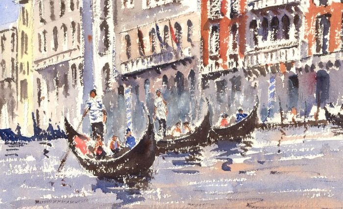 John A. Case - 20th Century Watercolour, Venetian Vignettes