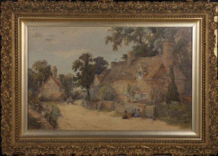 Lawrence George Bomford (1847-1926) - Watercolour, Village Scene with Horse Cart