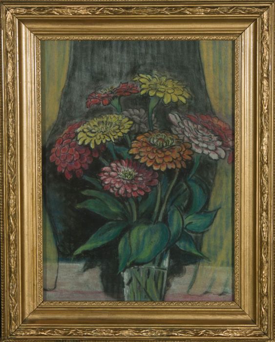 20th Century Chalk Drawing - Impressionist Flowers