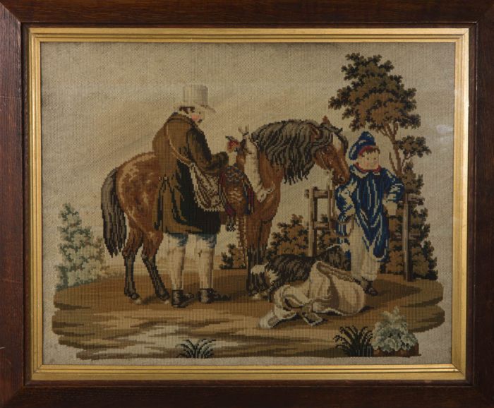 Late 19th Century Embroidery - Gentleman and Horse