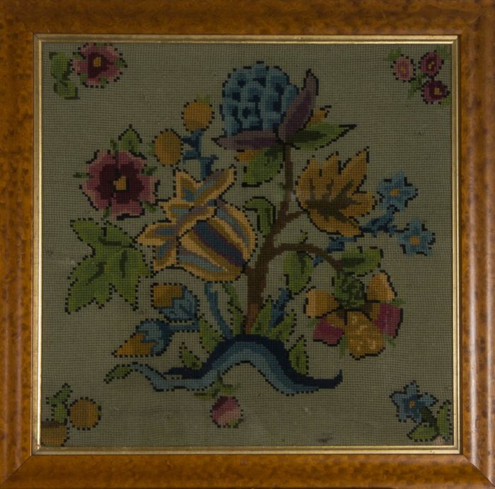 Framed Mid 20th Century Embroidery - Bouquet of Flowers