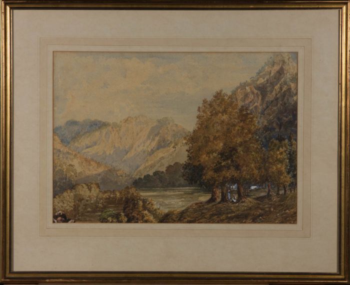 Framed Late 19th Century Watercolour - Distant Mountains