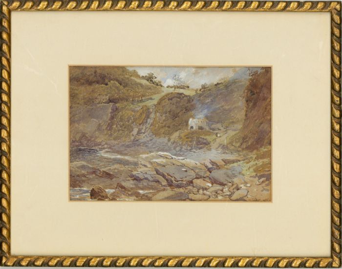 William Henry Pike (1846-1908) - 1880 Watercolour, Rocky River Landscape