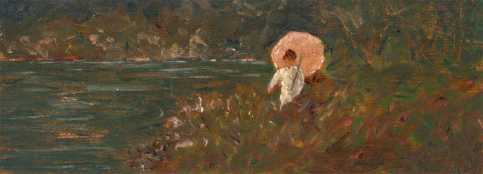 Early 20th Century Oil - The Lady by the Lake