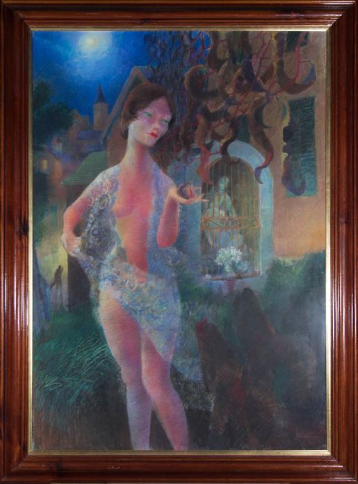 John Ivor Stewart PPPS (1936-2018) - Signed & Framed Contemporary Pastel, Dragon