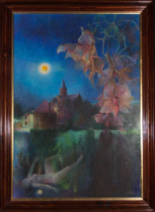 John Ivor Stewart PPPS (1936-2018) - Contemporary Pastel, The Moon's Dark Light