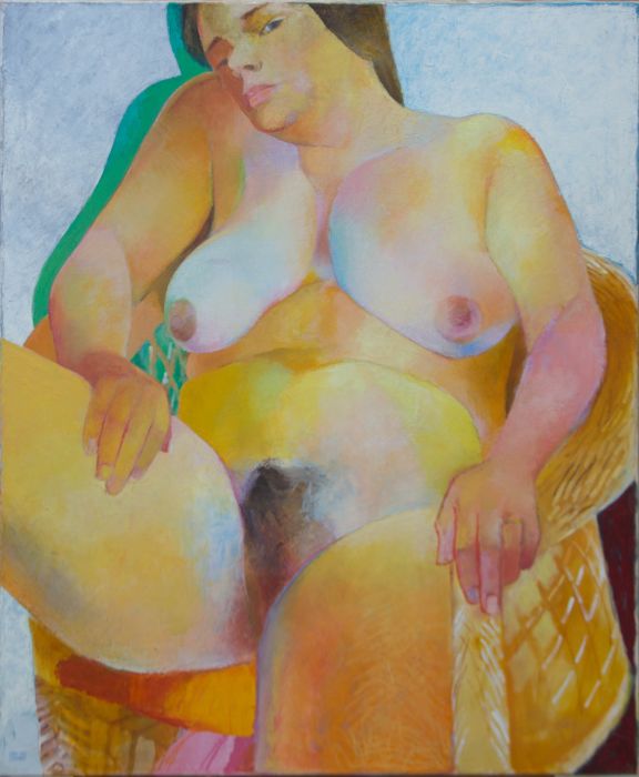 John Ivor Stewart PPPS (1936-2018) - Signed Contemporary Oil, Seated Nude