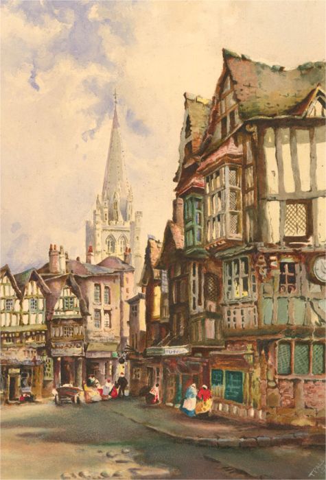 T. Page - 1932 Watercolour, Historic Street