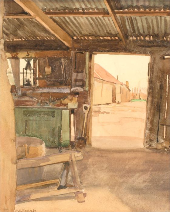 J.E. Rennie - Early 20th Century Watercolour, Interior Workshop