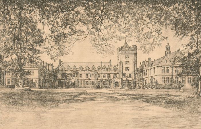 Robert Creswell Boak ARCA (1875-1949) - Etching, Campbell College, Belfast
