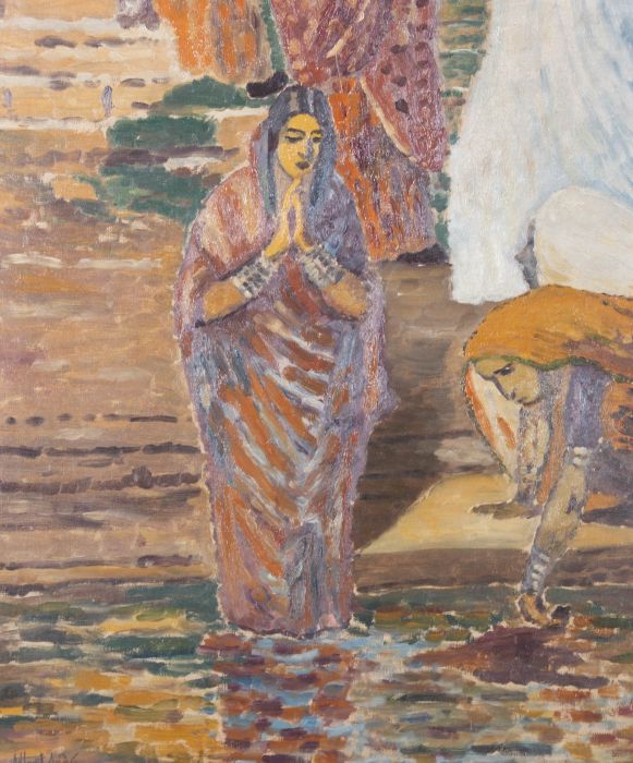 Attrib. Albert André (1869-1954) - 1893 Oil, Washing In The Ganges