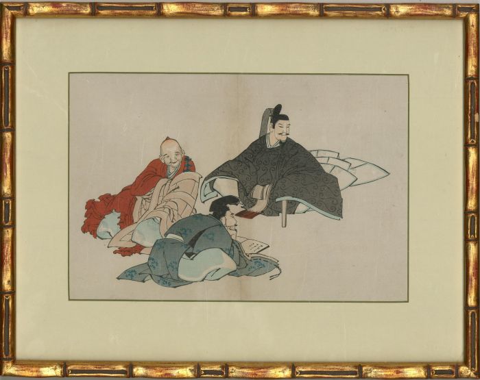 Late 19th Century Japanese Woodblock - Male Figures Resting