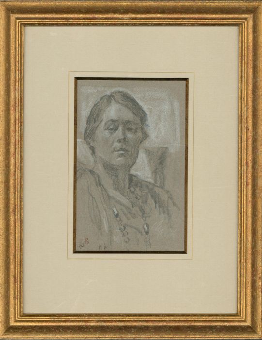 J.B - Signed & Framed 20th Century Graphite Drawing, Study of a Woman