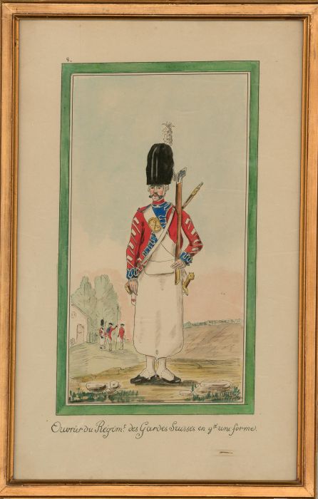 Framed Edwardian Watercolour - Member of the Swiss Guard