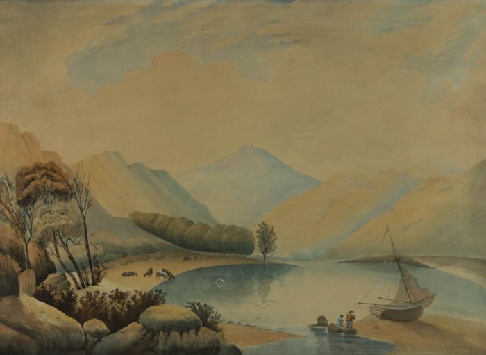 Jane Bate (1805-18990) - Early 19th Century Watercolour, Snowden Over A Lake