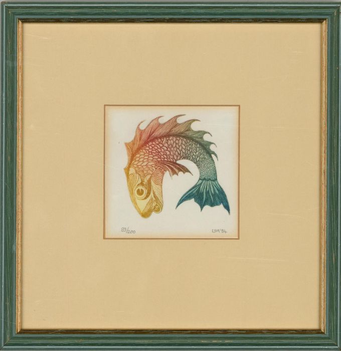 Signed & Framed 1994 Etching - Rainbow Fish
