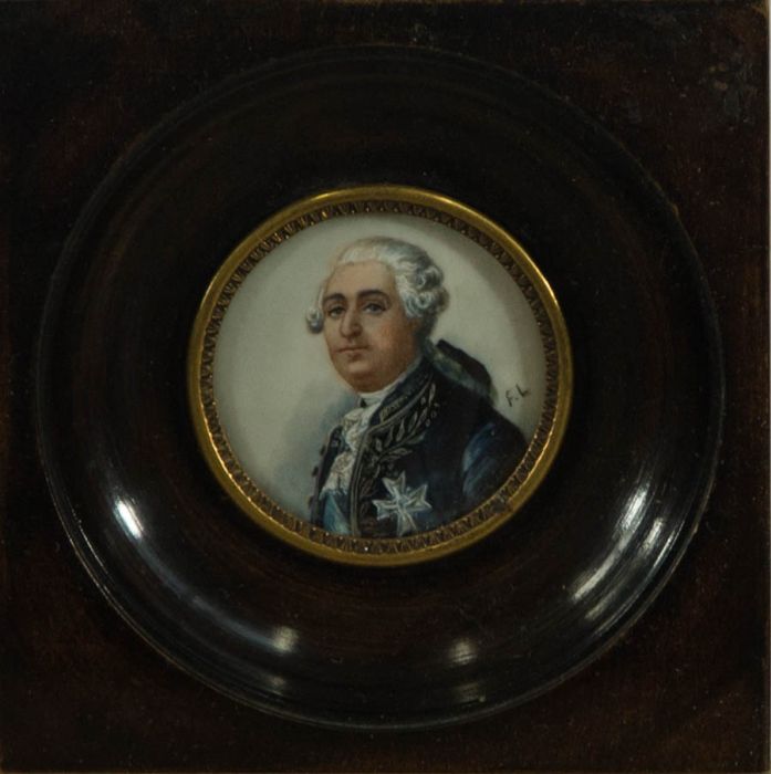 F.L. - 19th Century Watercolour, Portrait of Louis XVI