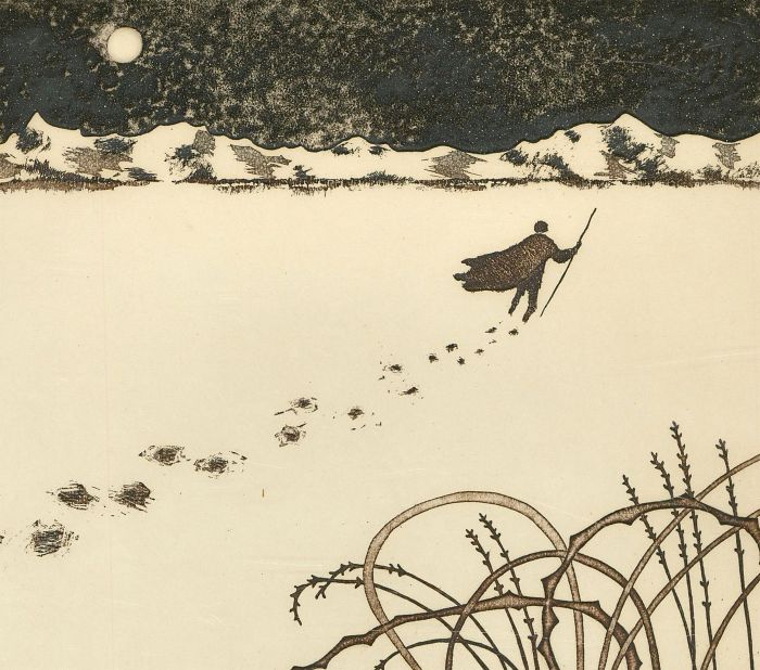 Catherine Gross - Framed 20th Century Etching, Des pas sur le Neige