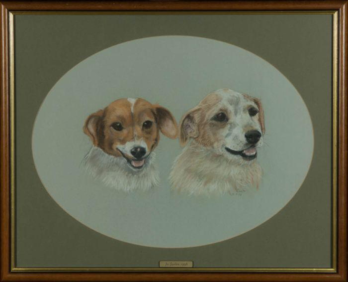 Jay Jaselton - 1998 Pastel, Two Terriers