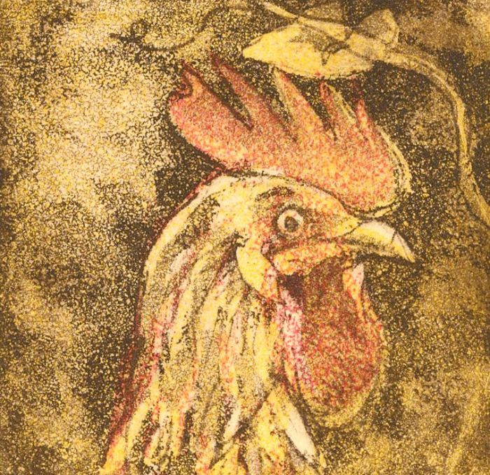 Mary Liddell - Signed 1993 Aquatint, Portrait of a Chicken