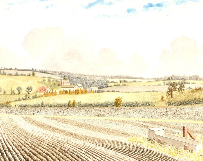 Ronald A. Broad - 1989 Watercolour, Pitt Farm, Braishfield, Romsey Hampshire