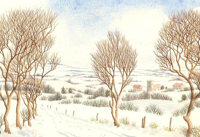 Ronald A. Broad - 20th Century Watercolour, South Berkshire at Christmas Time
