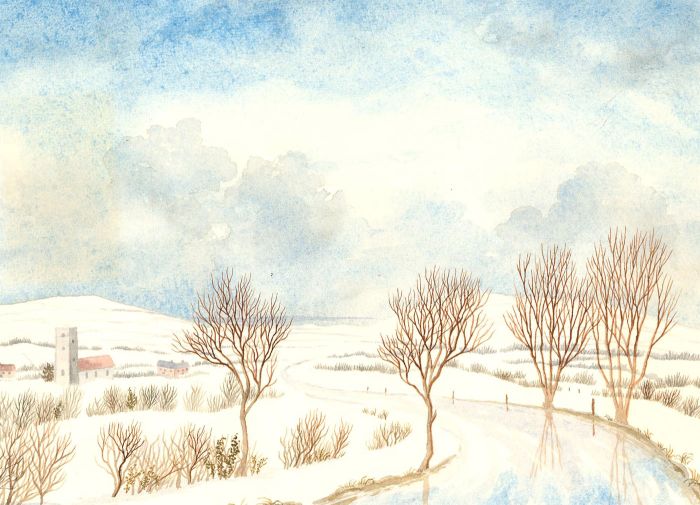 Ronald A. Broad - 20th Century Watercolour, Christmas in the Cotswolds