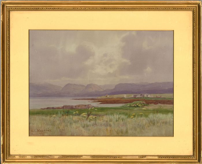 G. C. Hopkins - 1928 Watercolour, Broadford Looking Towards Mainland