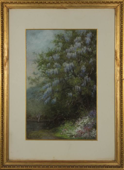 Framed 20th Century Pastel - Willow by the River