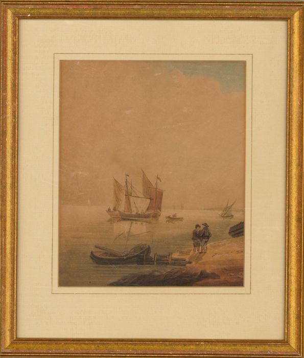 Early 19th Century Watercolour - Sea View with Figures and Boats