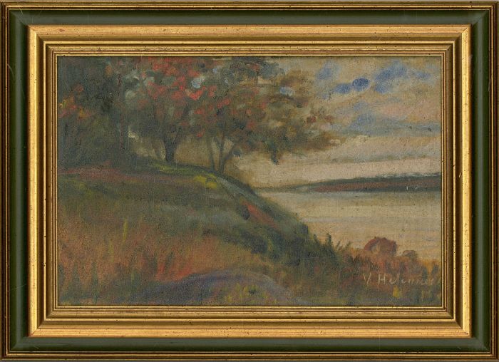V. Helenius - Signed & Framed 19th Century Oil, Summer by the River