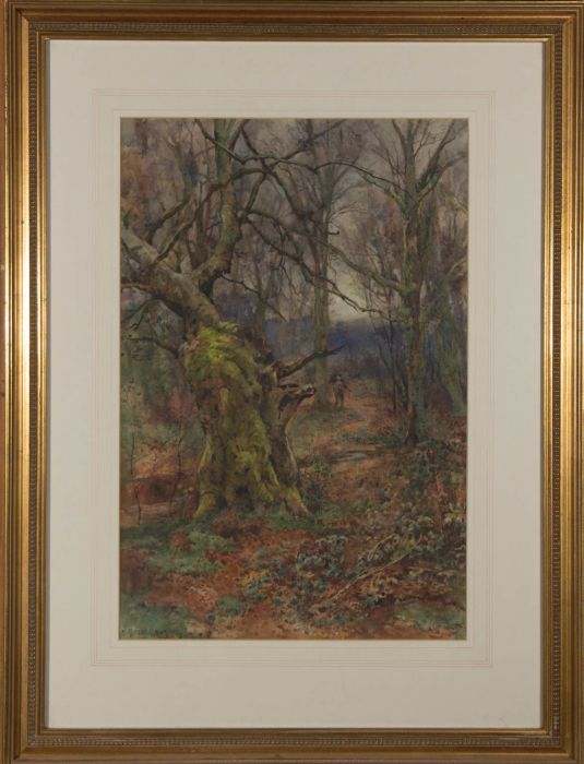 Sidney Grant Rowe (1861-1928) - Signed & Framed C.1890 Watercolour, Autumn Walk