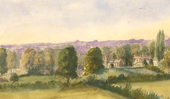 Late 19th Century Watercolour - View of Wyck Rissington