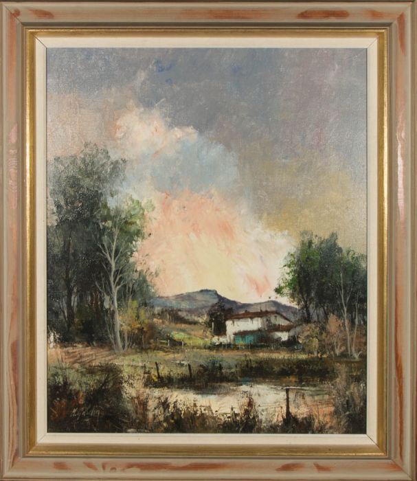 M. Gaulin - Signed & Framed 19th Century Oil, Lakeside Summer Evening