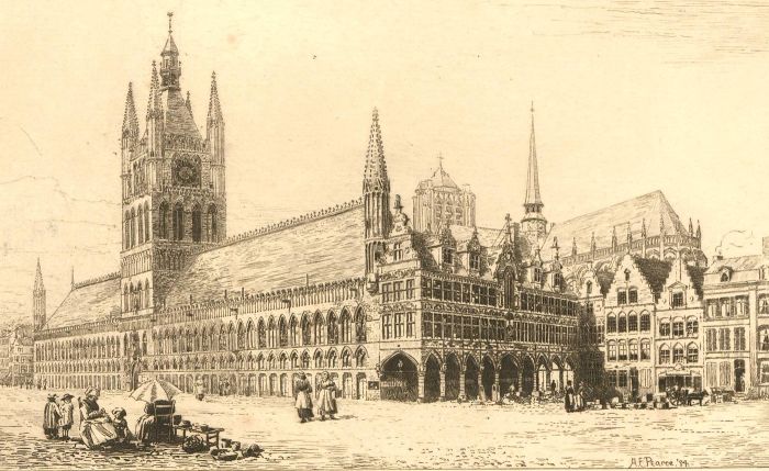 Late 19th Century Etching - Cloth Hall At Ypres
