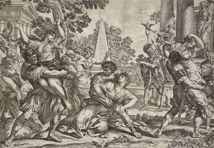 Pietro Aquila (1650-1692) After Cortona - Engraving, Rape of the Sabines