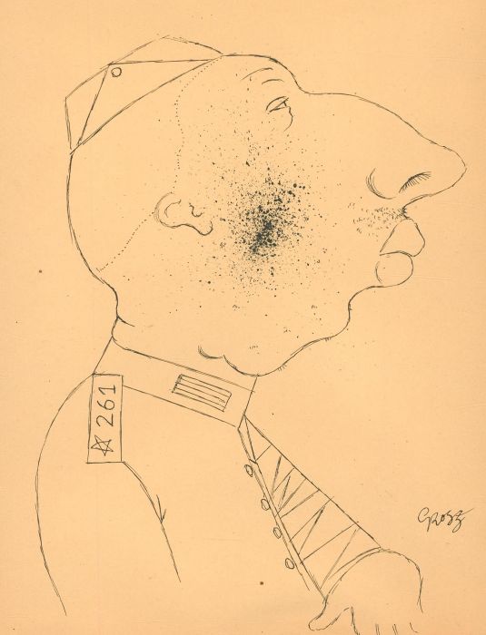 After George Grosz (1893-1959) - Pen and Ink Drawing, The Soldier