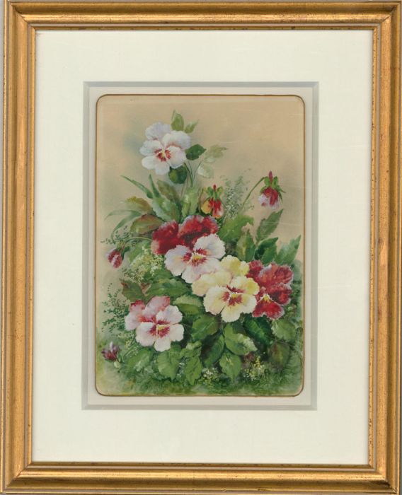 Contemporary Gouache - Leafy Pansies