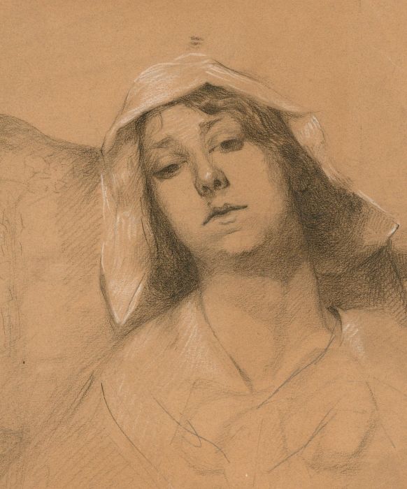 John Murray Thompson (1885-1974) - 20th Century Graphite Drawing, Hooded Female